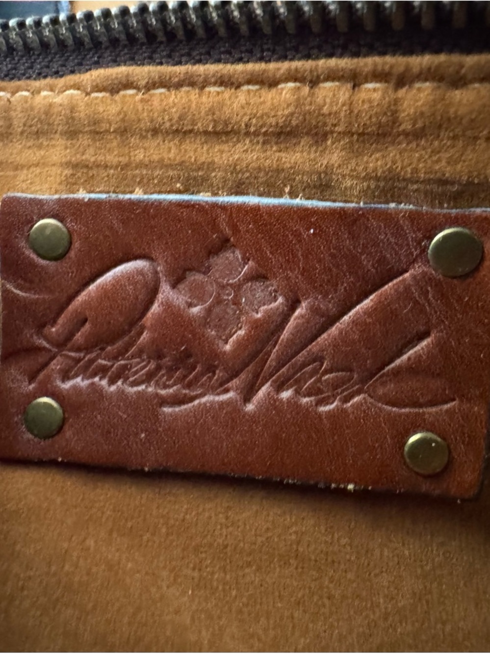 Patricia Nash Brown Leather Travel Toiletry Pouch with Map Print - Picture 8 of 9